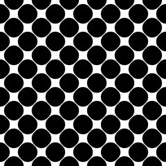 Vector seamless pattern, smooth geometric figures, circles. Monochrome illustration of mesh, lattice. Simple black & white texture, abstract repeat background. Design element for prints, digital, web