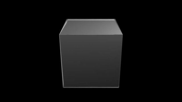 Rotating 3D Cube w/ Alpha (60fps). Seamless loop of a rotating silver 3D cube element. Included is an alpha channel for transparency.