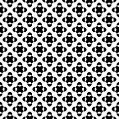 Fototapeta na wymiar Vector seamless pattern, black & white crossing dots, simple geometric figures. Abstract repeat endless monochrome background. Design element for prints, decoration, stamping, digital, web, textile