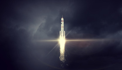 Space exploration background . Mixed media