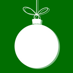 Christmas bauble white tag. Vector illustration