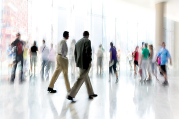 group of people in the lobby business center