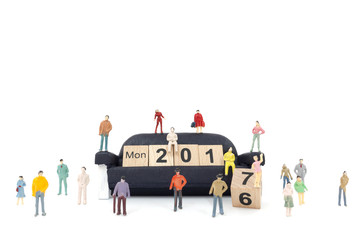 New year concept , Word 2016 on wood block and moving to the wor