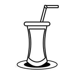 outline cocktail drink beverage with straw vector illustration eps 10