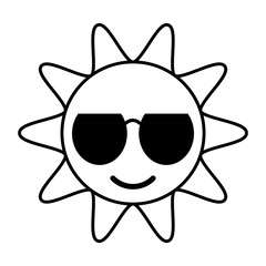 outline sun funny glasses hot vector illustration eps 10