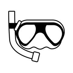 outline diving mask tube sea beach vector illustration eps 10