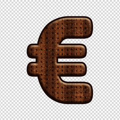 Font symbol Euro with Chocolate Biscuit effect. Perfect applicable saved working/ clipping path for design project.