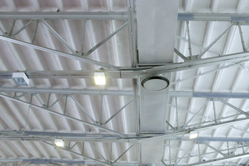 Ventilation systems in the hangar under roof
