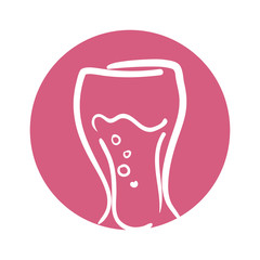 glass cup bubbles outline with pink color circle vector illustration eps 10