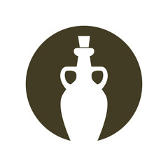 silhouette olive bottle glass handles green background vector illustration eps 10