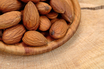 almond on dish on table