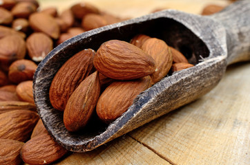 almond in scoop on table