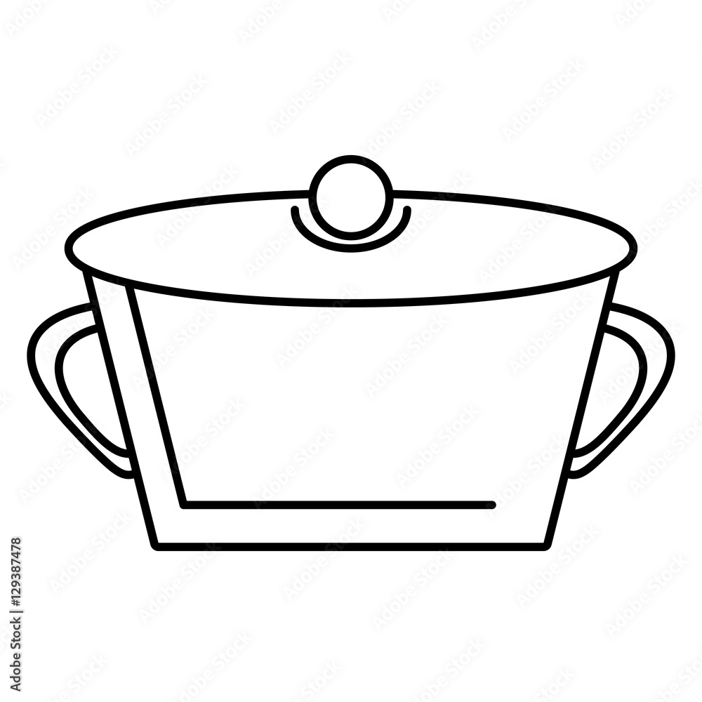 Poster pot steel soup hot cooking design outline vector illustration eps 10