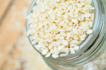 white sesame on table