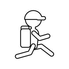 outline silhouette man hiking cap packback vector illustration eps 10