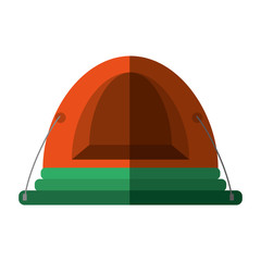 orange dome tent hiking forest camping shadow vector illustration eps 10