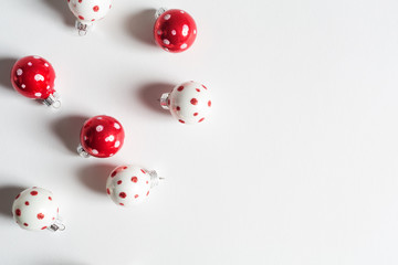 Collection of Christmas baubles from top view