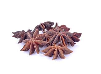 Star anise spice fruits and seeds isolated on white background c