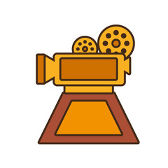 cartoon film camera trophy awards gold wooden vector illustration eps 10