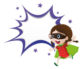 Border template with girl dressed as hero