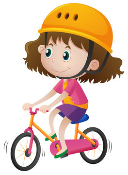 Girl wearing helmet when riding bike