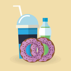 Donut and soda icon. Dessert sweet sugar and food theme. Colorful design. Vector illustration