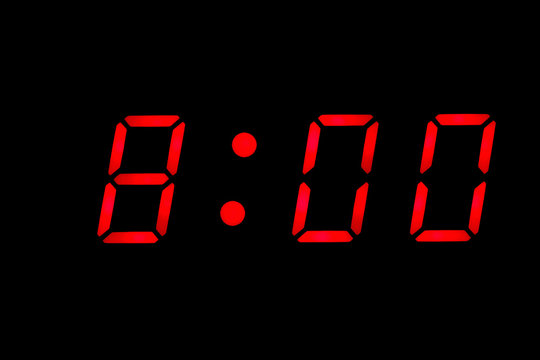 Digital clock display showing 8:00 o'clock