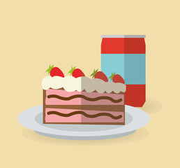 Cake and soda icon. Dessert sweet sugar and food theme. Colorful design. Vector illustration