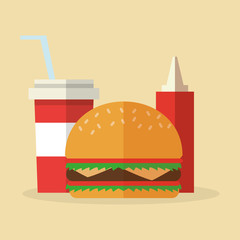 Hamburger icon. Fast food urban american and menu theme. Colorful design. Vector illustration