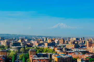 Yerevan morning cityscape with Ararat view, Armenia
