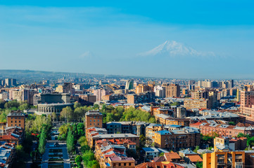 Fototapeta na wymiar Yerevan morning cityscape with Ararat view, Armenia