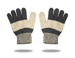 winter brown knitting wool glove one pair for hand protection wi