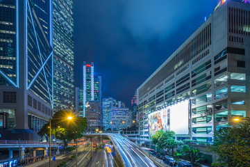 Fototapeta na wymiar Traffic light trails in downtown of Hong Kong,China.