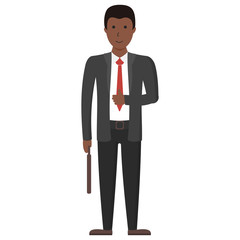 Fototapeta premium Isolated businessman Funny handsome african american businessman in suit on white background.