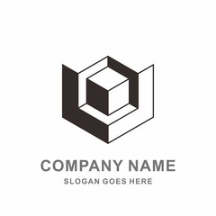 3D Geometric Cube Hexagon Tessellate Pattern Architecture Engineering Business Company Stock Vector Logo Design Template 