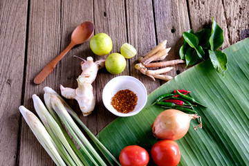 Herbs set of Tom Yum Soup Ingredients.