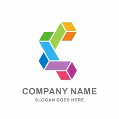 3D Geometric Cube Hexagon Monogram Letter C Pattern Decoration Business Company Stock Vector Logo Design Template 