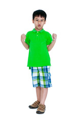 Strong and confident child. Happy asian child looking at camera.