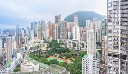 Fototapeta na wymiar Hong Kong apartment block in China.