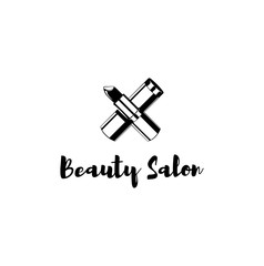 Sample badge for a beauty salon, beauty and cosmetics product, lipstick label, cosmetology procedures, makeup stylist.