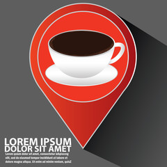 r location icon with coffee cup