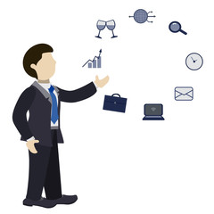 Business Multi-Tasking, A Businessman Working On Several Tasks At The Same Time