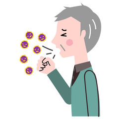 咳をする高齢男性