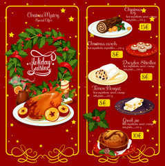 Christmas dinner menu festive template design