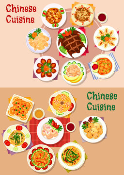 Chinese cuisine dishes icon for menu design