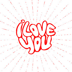 Words I Love you shaped in heart symbol