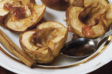 Baked apples closeup