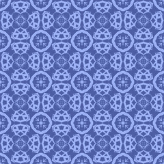 Blue Ornamental Seamless Line Pattern. Endless Texture. Oriental Geometric Ornament