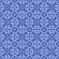 Blue Ornamental Seamless Line Pattern. Endless Texture. Oriental Geometric Ornament