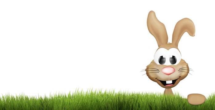 easter bunny green grass. happy easter 3d render